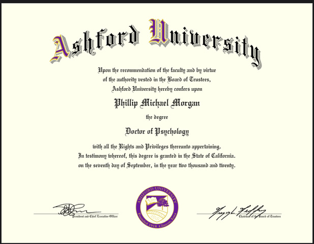 Aford University degree certificate with decorative text and seals, awarded to Phillip Michael Allorgan, dated September 7, 2000.