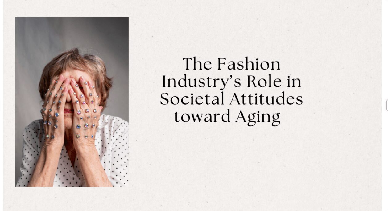 Elderly woman with hands covering her face, wearing a polka dot shirt, on the left side of the image. Text on right.