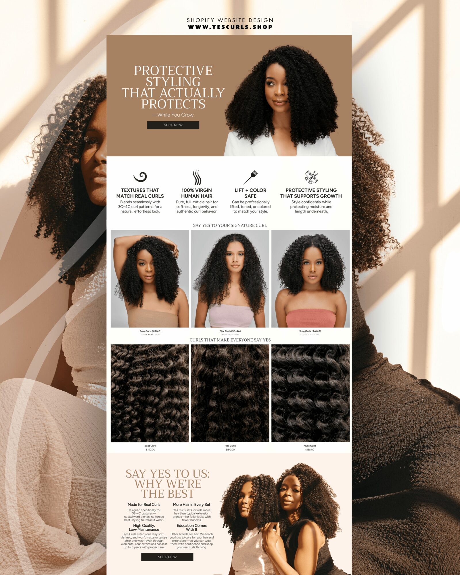 Poster with woman and hair images, text about protective styling, and two women with curly hair sitting together.