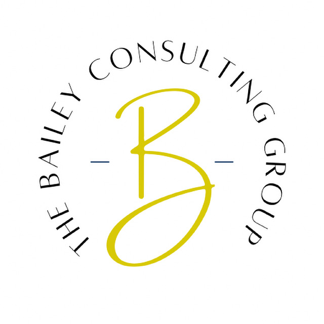 Logo with a large yellow stylized letter B and black text encircling it, reading 'The Bailey Consulting Group'.