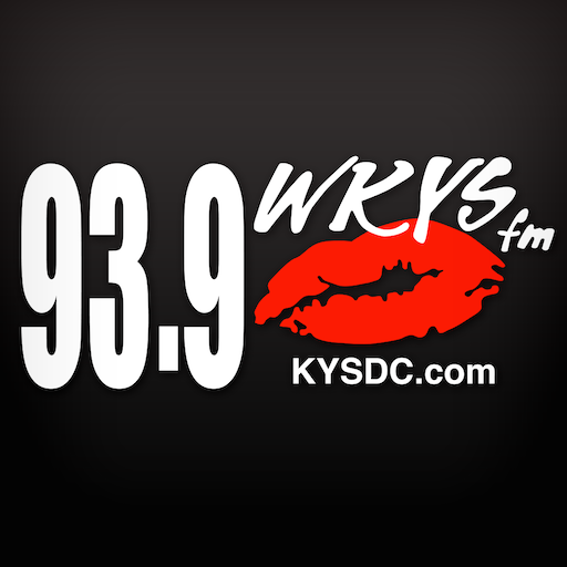 Radio station logo with frequency 93.9, a red lipstick kiss mark, and website KYSDC.com, on a black background.