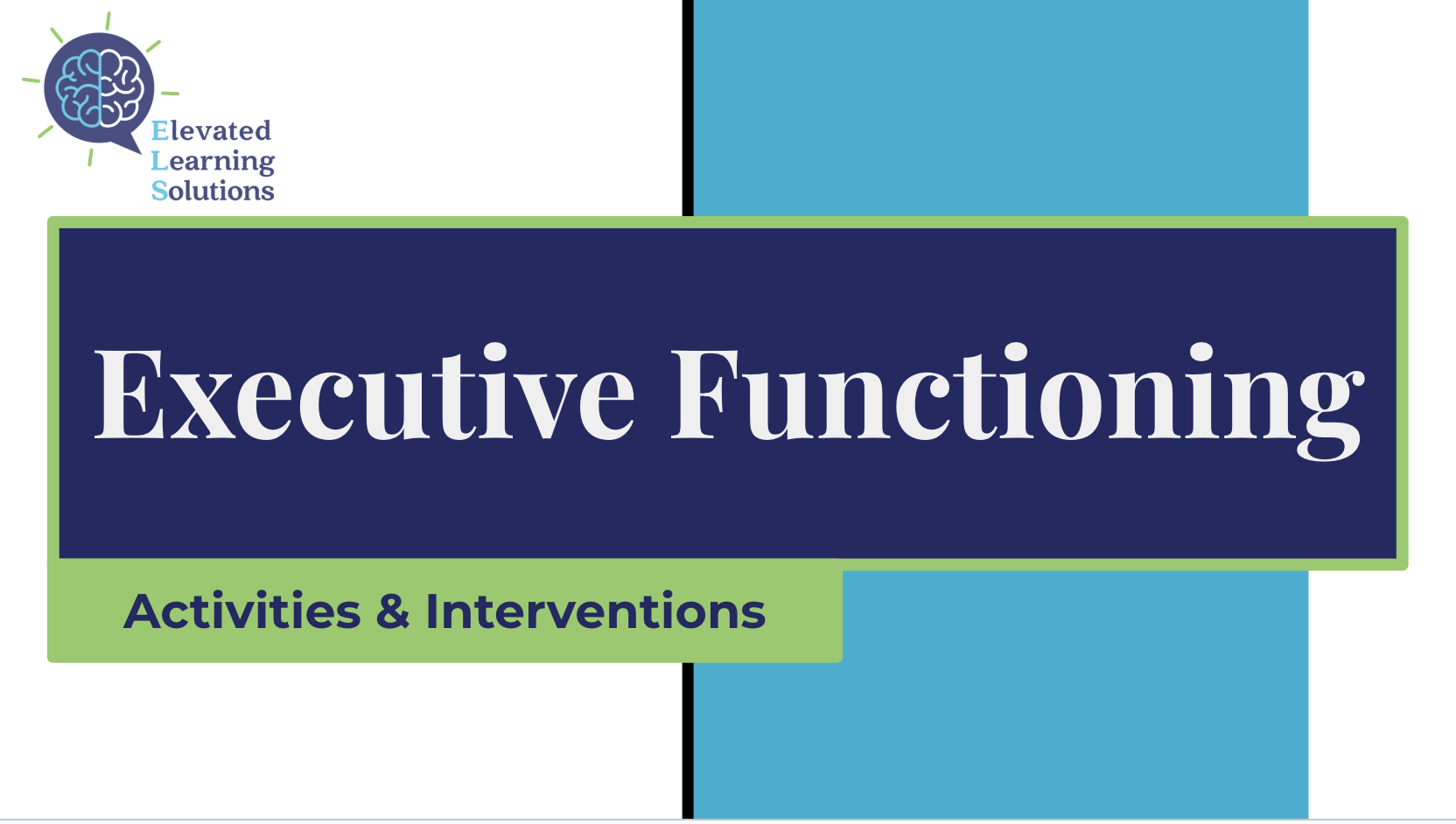 Cover of a book titled 'Executive Functioning' with subtitle 'Activities & Interventions' and a logo in the top left corner.