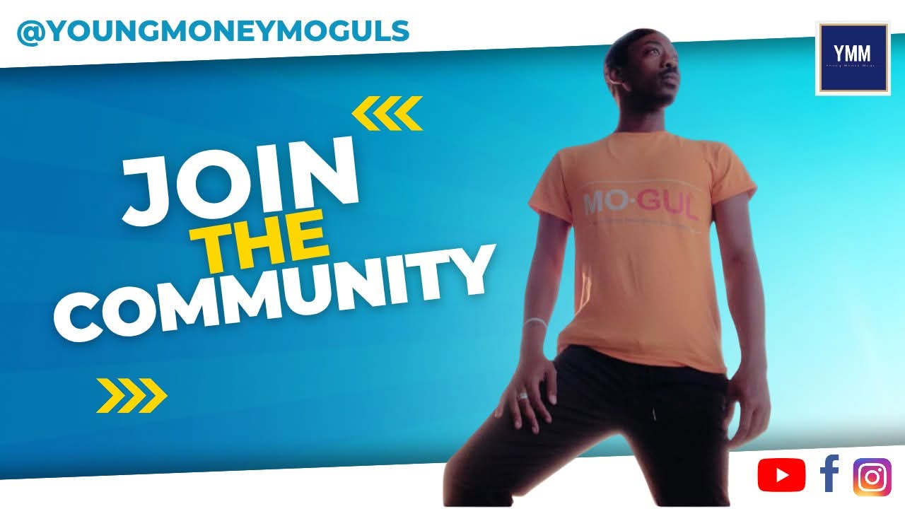 Person standing with hands on hips, wearing an orange T-shirt, against a blue background with text encouraging community joining.