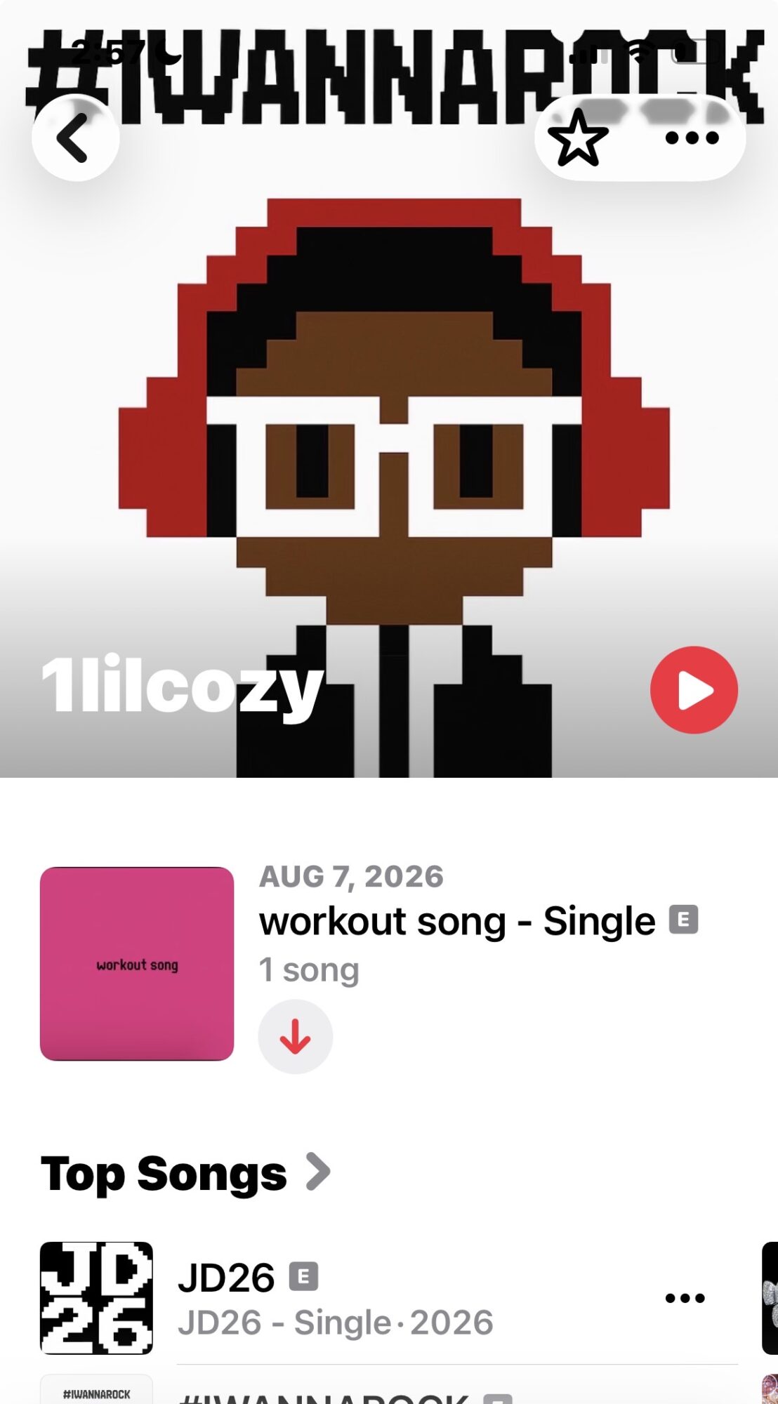 Pixelated character with headphones, glasses, and a hoodie, with text '#WANNAROCK' above, and a YouTube icon below.